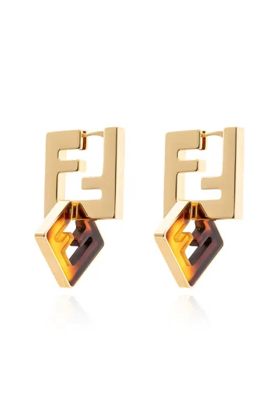 FENDI PRINTED PLEXIGLASS AND METAL FOREVER FENDI EARRINGS