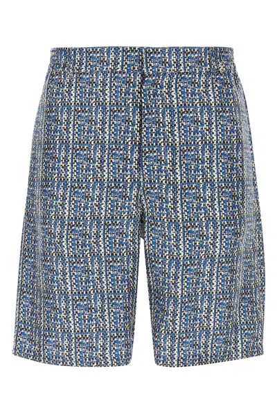 FENDI PRINTED SILK BERMUDA SHORTS