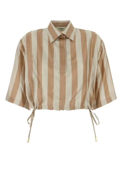 FENDI PRINTED SILK POLO SHIRT