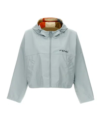 FENDI FENDI ZIP-UP HOODED REVERSIBLE JACKET