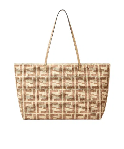 FENDI FENDI LARGE ROLL FF CROCHET TOTE BAG