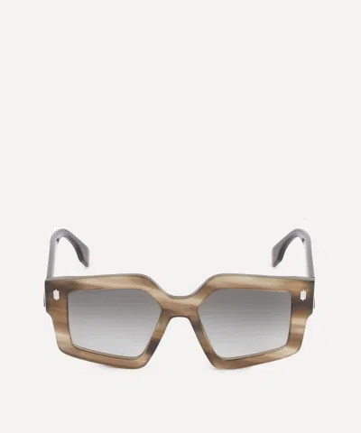 FENDI FENDI ROMA HEXAGONAL HAVANA ACETATE SUNGLASSES