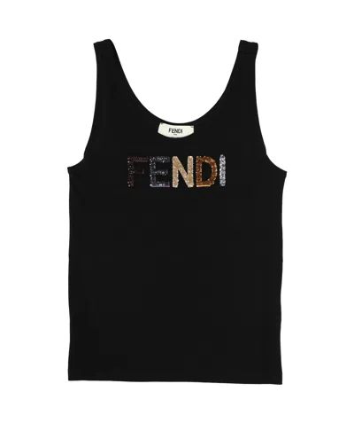 FENDI FENDI LOGO DETAILED SLEEVELESS TANK TOP