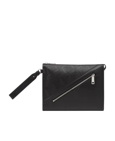 FENDI FENDI SHADOW DIAGONAL ZIPPED CLUTCH BAG