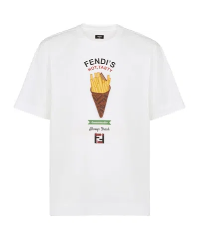 FENDI FENDI FENDILICIOUS MOTIF PRINTED CREWNECK T-SHIRT