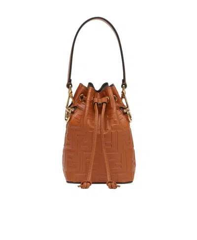 FENDI BROWN LEATHER MINI-BAG WITH FF MOTIF