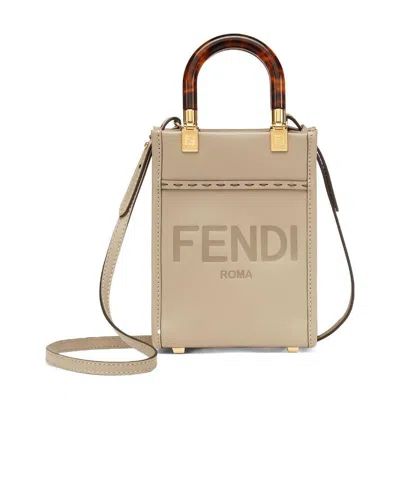 FENDI DOVE-GREY LEATHER MINI-BAG