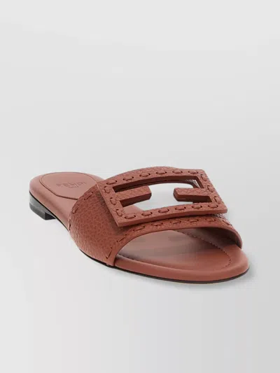 FENDI TEXTURED SOLE OPEN TOE SLIDES