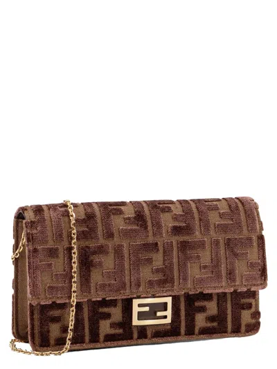 FENDI FENDI WALLET ON CHAIN BAGUETTE IN FF JACQUARD VELVET