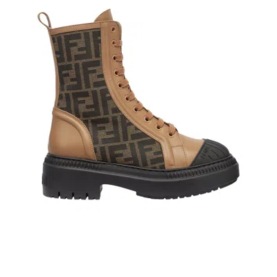 FENDI FENDI WMNS FF MOTIF DOMINO BIKER BOOT 'BEIGE'