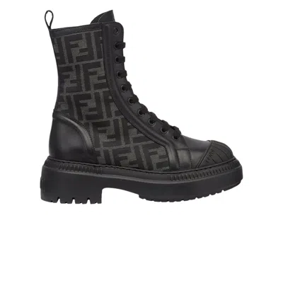 FENDI FENDI WMNS FF MOTIF DOMINO BIKER BOOT 'BLACK'