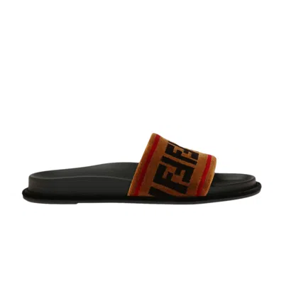FENDI FENDI WMNS WEAVE SLIDE 'BLACK BROWN RED'
