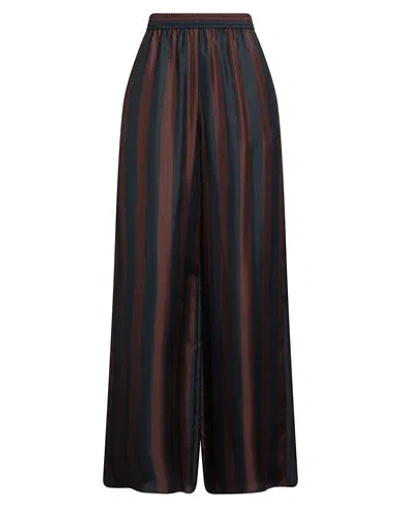FENDI FENDI WOMAN PANTS DARK BROWN SIZE 8 SILK