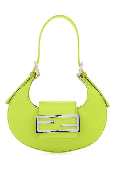 FENDI FENDI WOMEN ACID GREEN LEATHER MINI FENDI COOKIE HANDBAG