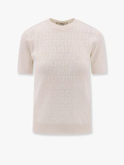 FENDI FENDI WOMEN COTTON BLEND T-SHIRT WITH ALL-OVER FF LOGO