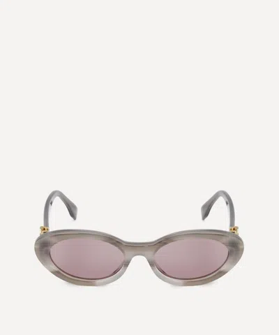 FENDI FENDI WOMEN'S OVAL FF DIAMONDS GREY ACETATE SUNGLASSES