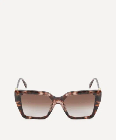 FENDI FENDI WOMEN'S OVERSIZED SQUARE FF DIAMONDS HAVANA ACETATE SUNGLASSES