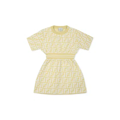 FENDI YELLOW DRESS FOR BABY GIRL WITH FF