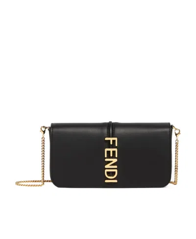 FENDI FENDI FENDIGRAPHY LOGO LETTERING CHAIN-LINK WALLET