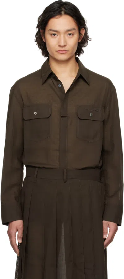FENG CHEN WANG BROWN TRIPLE CUT SHIRT