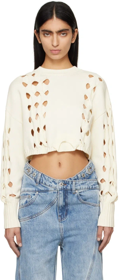 FENG CHEN WANG OFF-WHITE CUTOUT SWEATER