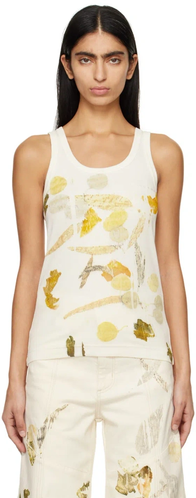 FENG CHEN WANG OFF-WHITE PRINTED TANK TOP