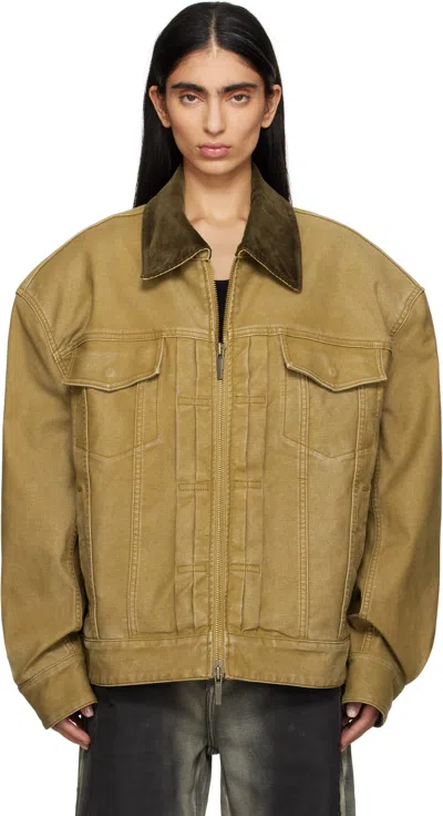 FENG CHEN WANG TAN WASHED CANVAS WORKWEAR JACKET