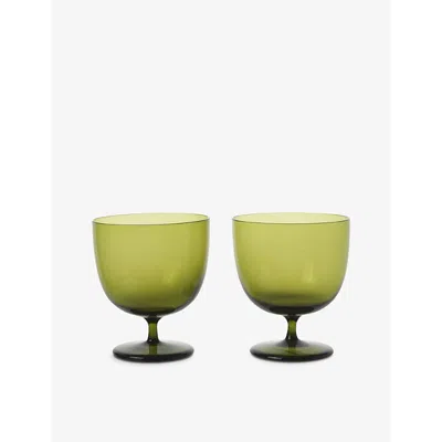 FERM LIVING HOST GLASS WATER GLASSES SET OF 2 200ML MOSS GREEN