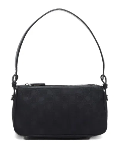 FERRAGAMO 2010-2020S GANCHINI PATTERN CANVAS SHOULDER BAG