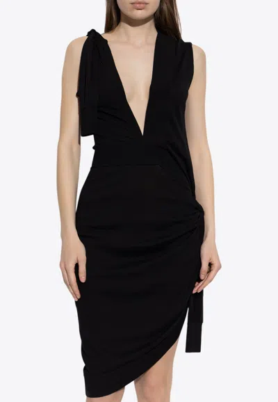 FERRAGAMO ASYMMETRIC V-NECK DRESS