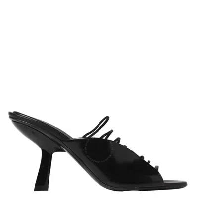 FERRAGAMO FERRAGAMO BLACK LEATHER ALTAIRE 85 SANDALS