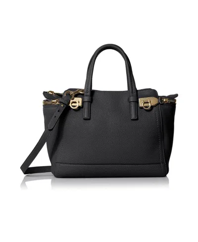 FERRAGAMO BLACK LOGO DETAIL HANDBAG
