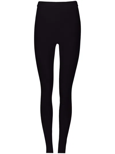 FERRAGAMO WOMEN BLACK LOGO-PLAQUE LEGGINGS, L LUXURY ACTIVEWEAR FOR WOMEN DARVEYS