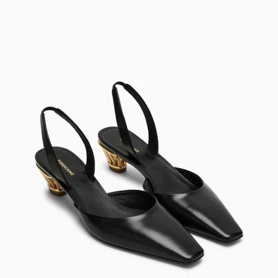 FERRAGAMO FERRAGAMO BLACK SLINGBACK WITH CAGE HEEL WOMEN
