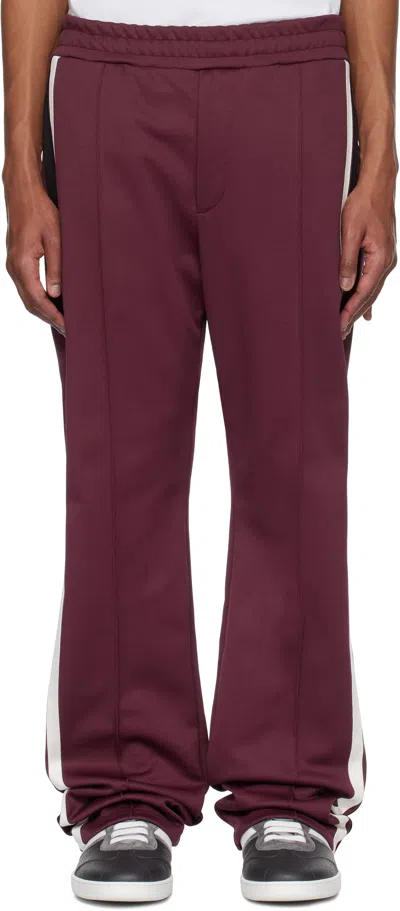 FERRAGAMO BURGUNDY CONTRASTING BANDS SWEATPANTS