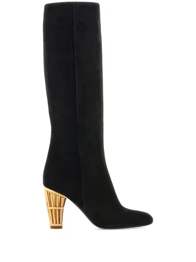 FERRAGAMO CAGE SUEDE KNEE-HIGH BOOTS