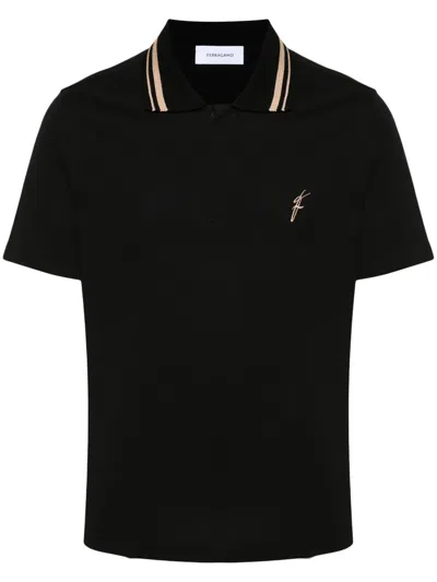 FERRAGAMO EMBROIDERED-LOGO POLO SHIRT