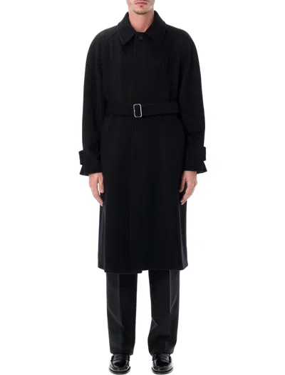 FERRAGAMO FERRAGAMO FERRAGAMO BLACK CASHMERE-BLEND BELTED COAT