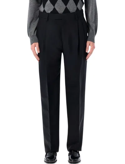 FERRAGAMO FERRAGAMO FERRAGAMO BLACK TAILORED WOOL TROUSERS WITH PLEATS
