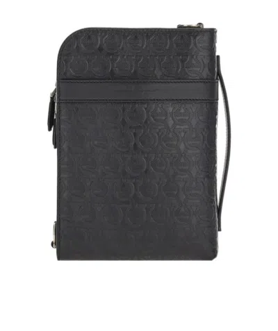 FERRAGAMO GANCINI-EMBOSSED MESSENGER BAG