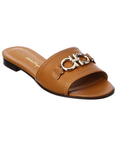 FERRAGAMO FERRAGAMO GANCINI LEATHER SLIDE