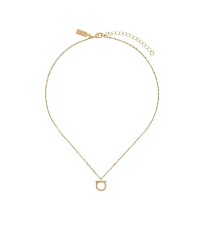 FERRAGAMO SALVATORE FERRAGAMO LARGE GANCINI PENDANT POLISHED NECKLACE