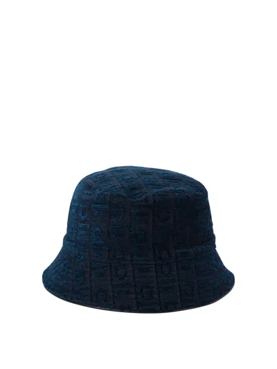 FERRAGAMO BUCKET HAT HATS BLUE