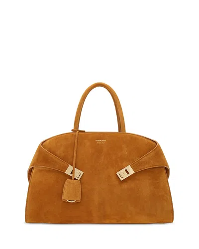 FERRAGAMO MEDIUM SUEDE HUG HANDBAG