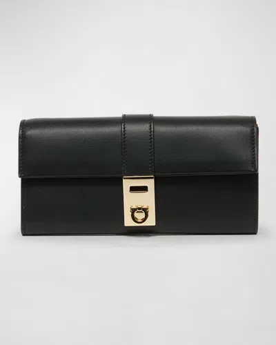 FERRAGAMO HUG LEATHER WALLET ON CHAIN