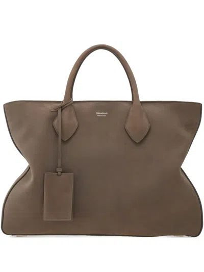FERRAGAMO LARGE LEATHER TOTE BAG