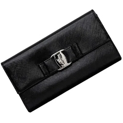 FERRAGAMO LEATHER LONG WALLET (TRI-FOLD) (PRE-OWNED)