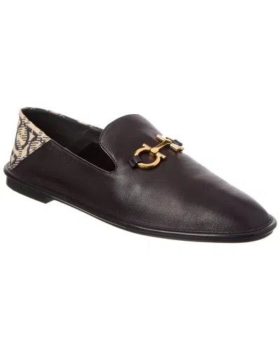 FERRAGAMO FERRAGAMO LOGO LEATHER LOAFER
