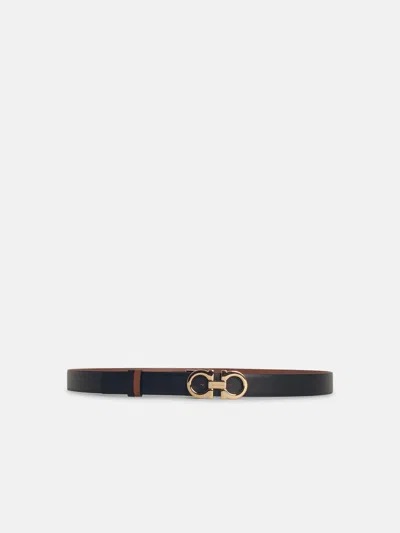 FERRAGAMO LOW BLACK LEATHER BELT