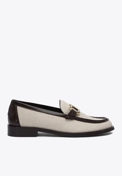 FERRAGAMO MARYAN LEATHER-PANELED LOAFERS
